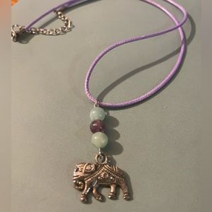 Amethyst and Jade Elephant necklace